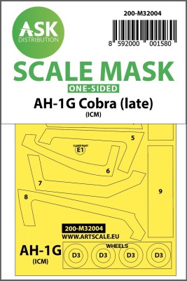 Art Scale 200-M32004 Bell AH-1G Cobra (late) wheels and canopy frame paint masks (outside only) 1/32