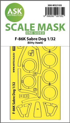 Art Scale 200-M32105 North-American F-86K Sabre Dog - wheels and canopy frame paint masks (outside only) 1/32