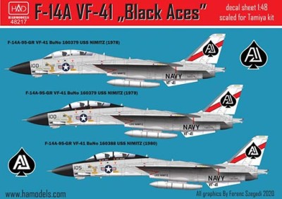 HAD 48217 Decal F-14A VF-41 Black Aces 1/48