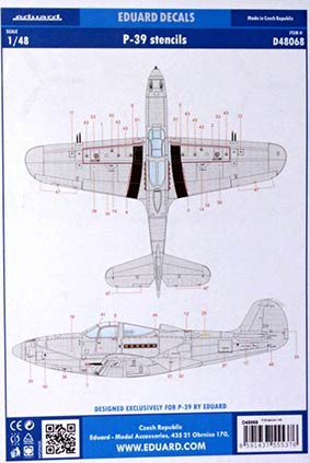 Eduard D48068 1/48 Decals P-39 stencils (EDU)