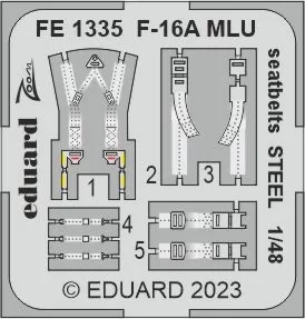 Eduard FE1335 F-16A MLU seatbelts STEEL (KIN) 1/48