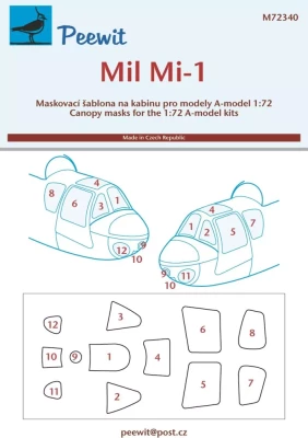 Peewit M72340 Canopy mask Mil Mi-1 (AMOD) 1/72