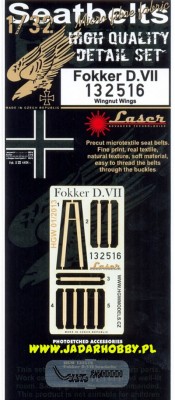 HGW 132516 Fokker D.VII - Seatbelts 1/32