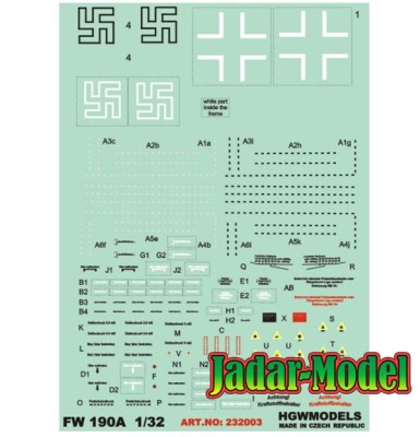 HGW 232003 Focke-Wulf Fw 190A STENCILS декаль 1/32