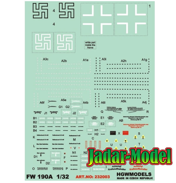HGW 232003 Focke-Wulf Fw 190A STENCILS декаль 1/32