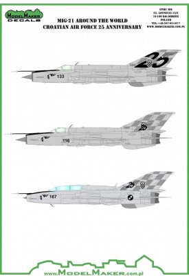 Model Maker Decals MD48098 Mikoyan MiG-21bis Around the World Croatian Air Force 25 anniversary 1/48