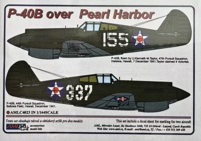 AML AMLC144023 Decals Curtiss P-40B over Pearl Harbor 1/144