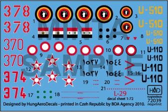 HAD 72039 Decal L-29 Delfin (Hungary, Uganda, Egypt) 1/72