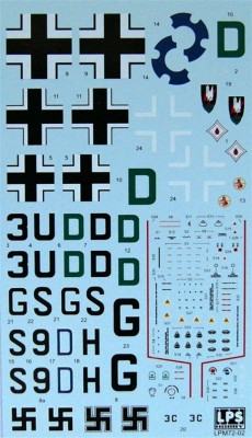 LPS Hobby LPM-72002 1/72 Bf 110D Decals&amp;Stencils (3x Luftwaffe camo)