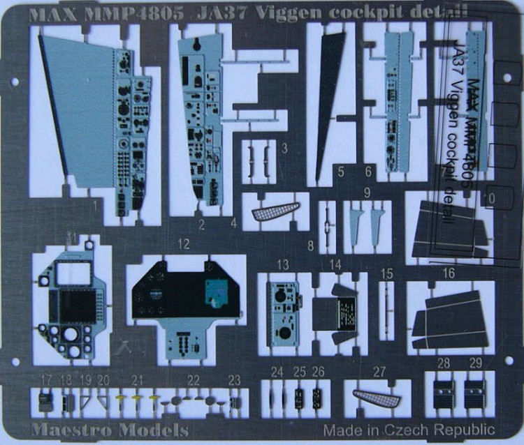 Maestro Models MMCP-4805 1/48 JA37 Viggen cockpit set (color PE set)