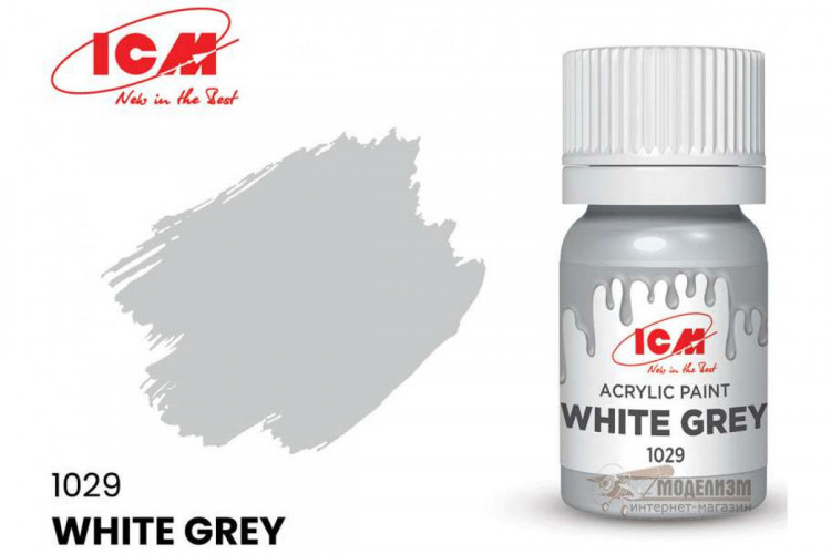 ICM C1029 Бело-серый(White Grey), краска акрил, 12 мл