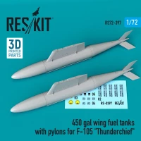 Reskit RS72-0397 450 gal wing fuel tanks w/ pylons for F-105 1/72
