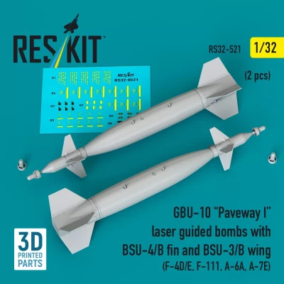 Reskit 32521 GBU-10 Paveway I w/ BSU-4/B fin&amp;BSU-3/B wing 1/32