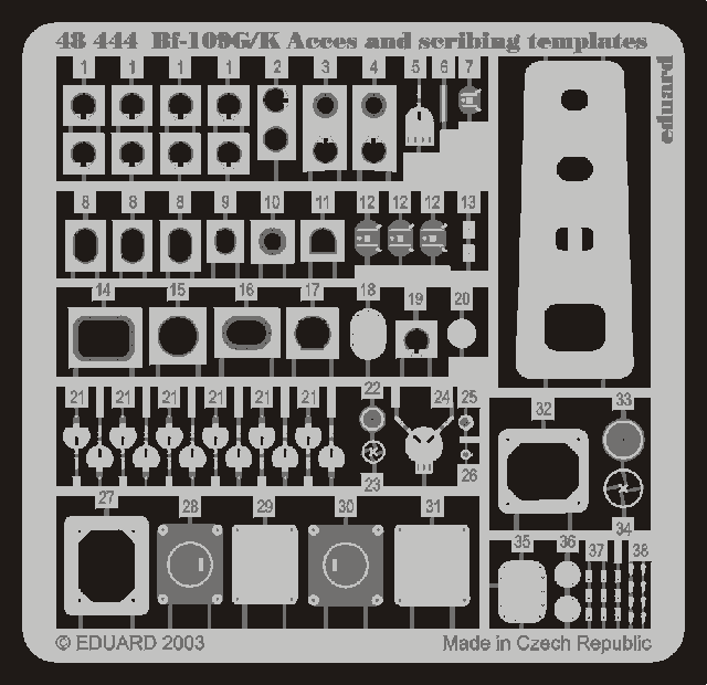 Eduard 48444 Bf 109G/K access and scribing templates HAS