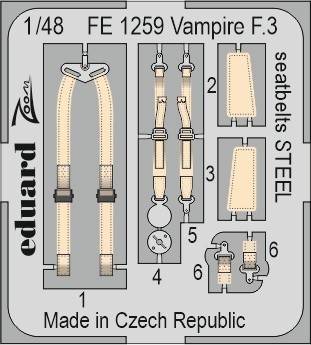 Eduard FE1259 Vampire F.3 seatbelts STEEL (AIRF) 1/48