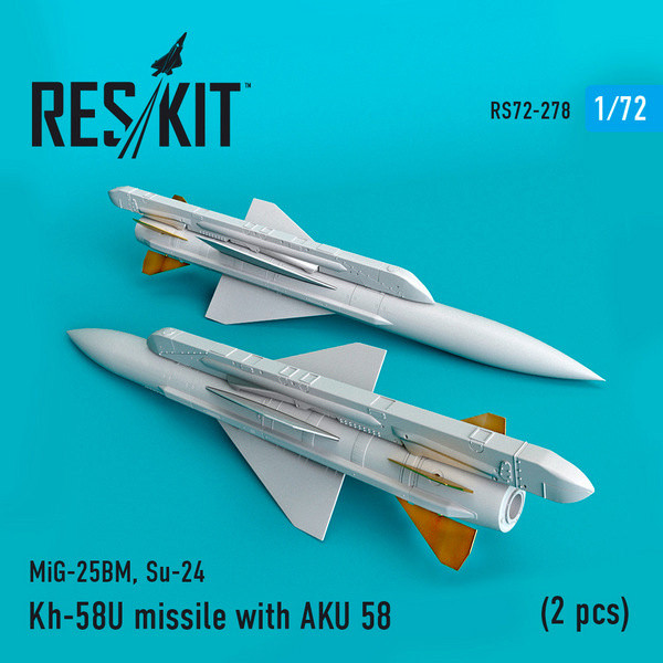 Reskit RS72-0278 Kh-58U missile with AKU 58 (2 pcs) (MiG-25BM, Su-24)- 1/72