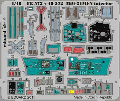 Eduard 49572 1/48 Фототравление для MiG-21MFN interior S.A.