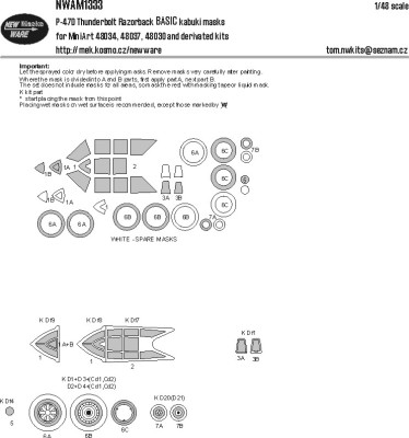 New Ware M1333 Mask P-47D Thunderbolt Razorback BASIC 1/48