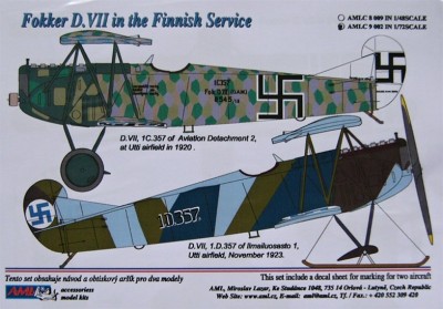 AML AMLC72002 Декали Fokker D.VII in the Finnish Service 1/72