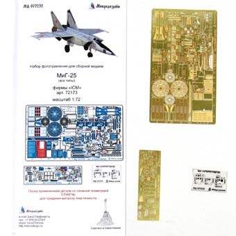 Микродизайн 072232 Фототравление МиГ-25 (все типы) от ICM 1/72