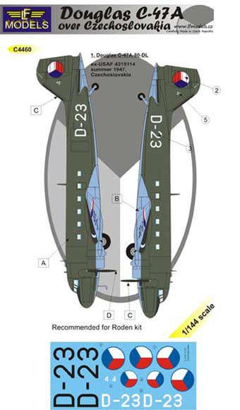 Lf Model C4460 Decals Douglas C-47A over Czechoslovakia 1/144