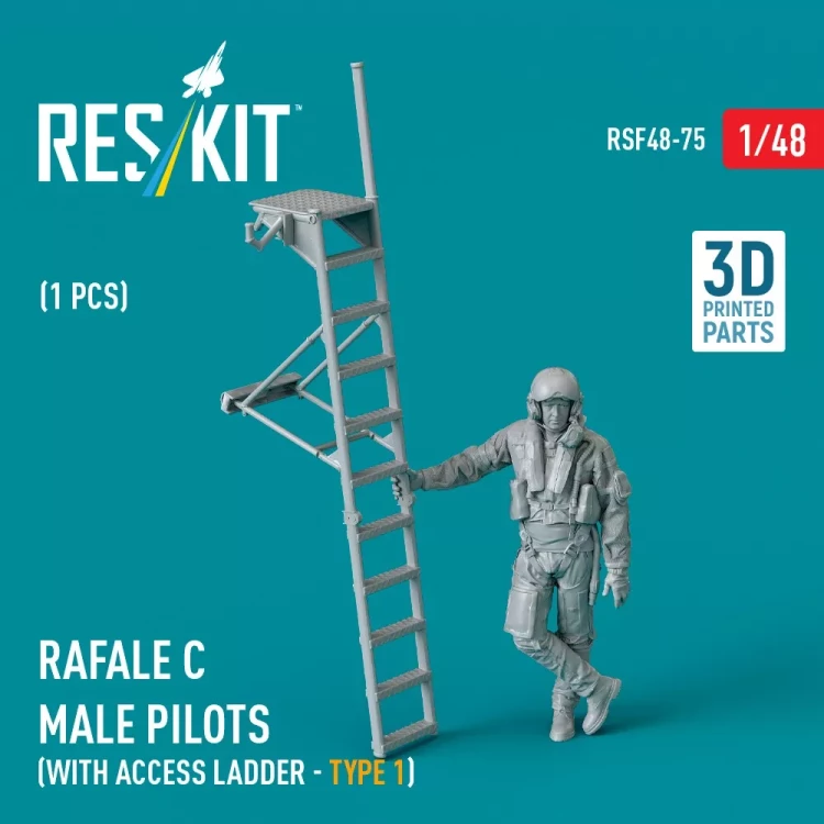 Reskit F48075 Rafale C male pilot w/ access ladder type 1 1/48