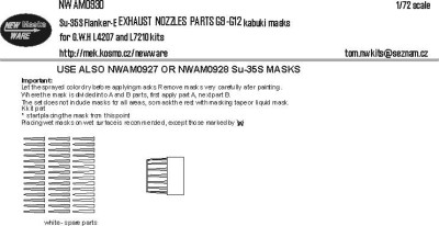 New Ware NWA-M0930 Mask Su-35S Flanker-E EXHAUST NOZZLES G9-G12 1/72