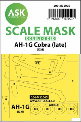 Art Scale 200-M32005 Bell AH-1G Cobra (late) wheels and canopy frame paint masks (inside &amp; outside) 1/32