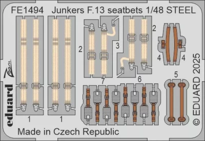 Eduard FE1494 SET Junkers F.13 seatbelts STEEL (MINA) 1/48