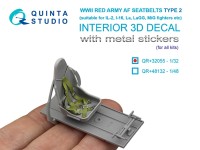 Quinta studio QR+32055 Комплект ремней для самолета ВВС РККА тип 2, ВОВ (с металлическими пряжками) (для всех моделей) 1/32