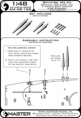 Master AM-48-166 Spitfire Mk.Vc Hispano 20mm cannons (EDU) 1/48