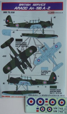 Kora Model DEC72338 Ar-196A-2 (British Service) декали декали 1/72