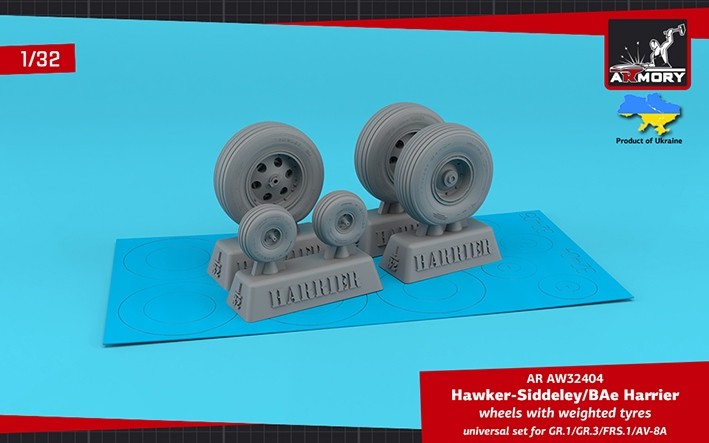 Armory ARAW32404 BAe Harrier GR.7GR.1/GR.3/FRS.1/McDonnell-Do uglas AV-8A wheels with weighted tyres 1/32