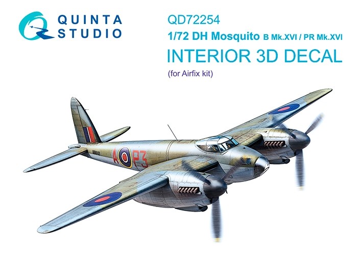 Quinta studio QD+72254 DH Mosquito B Mk.XVI/PR.XVI (Airfix) (с 3D-печатными деталями) 1/72