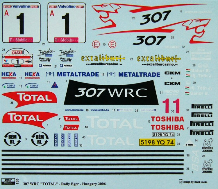 Reji Model 105 Peugeot 307 WRC Rally Eger - Hungary 2006 1/24