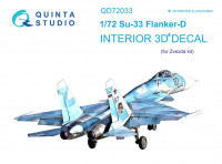 Quinta studio QD72033 Су-33 (Звезда) 3D Декаль интерьера кабины 1/72