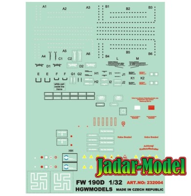 HGW 232004 Focke-Wulf Fw 190D STENCILS декаль 1/32