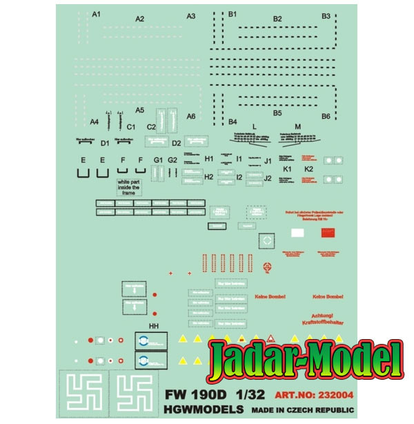 HGW 232004 Focke-Wulf Fw 190D STENCILS декаль 1/32