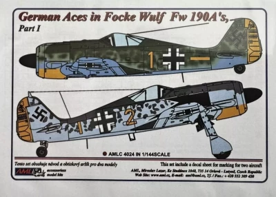 AML AMLC144024 Decals German Aces in Fw 190A's - Part I 1/144