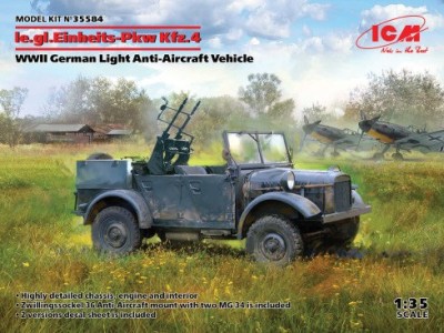 ICM 35584 le.gl.Einheitz-Pkw Kfz.4, Германский легкий зенитный автомобиль II МВ 1/35