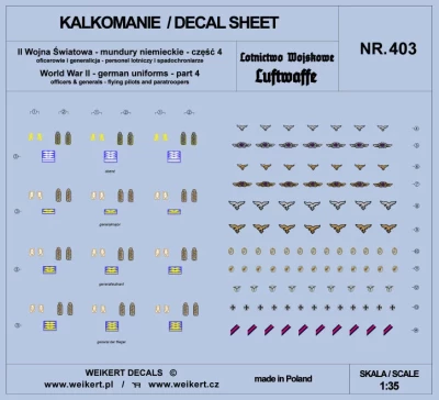 Weikert Decals 403 German Uniforms WWII - Luftwaffe, part 4 1/35