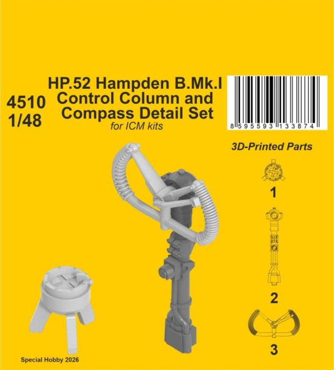 CMK SP4510 HP.52 Hampden B.Mk.I Contr.Column&Compass Set 1/48