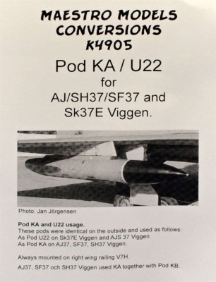 Maestro Models MMCK-4905 1/48 Pod KA/U22 for AJ/SH37/SF37 and Sk37E Viggen