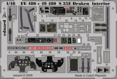 Eduard FE480 RF-35 Draken interior S.A. HAS