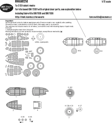 New Ware NWA-M1214 Mask Tu-2(S) (ICM 72031 / SBK 7035-36) 1/72