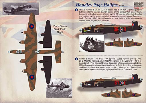 Print Scale 72398 Handley Page Halifax Part 1 (wet decals) 1/72