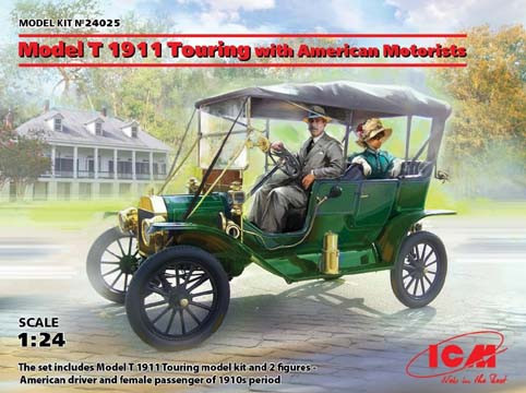 ICM 24025 Форд T 1911 Touring c американскими автолюбителями 1/24