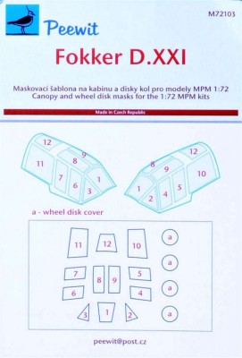 Peewit PW-M72103 1/72 Canopy mask Fokker D.XXI (MPM)