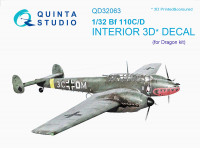Quinta studio QD32063 Bf 110C/D (для модели Dragon) 3D Декаль интерьера кабины 1/32