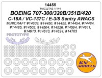 KV Models 14455 Boeing 707-300/320B/351B /420 / C-18A / VC-137C / E-3 / E-8 Sentry AWACS + маски на диски и колеса Minicraft US 1/144